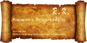 Rapaport Krisztián névjegykártya